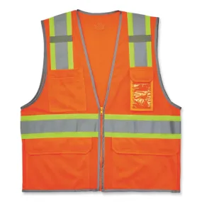 Glowear 8246z Class 2 Two-tone Mesh Reflective Binding Zipper Vest, Polyester, Small/med, Orange, Ships In 1-3 Business Days