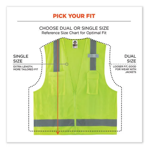 Glowear 8249z Class 2 Economy Surveyors Zipper Vest, Polyester, 4x-large/5x-large, Lime, Ships In 1-3 Business Days