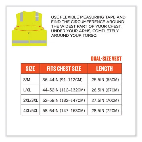 Glowear 8249z Class 2 Economy Surveyors Zipper Vest, Polyester, 4x-large/5x-large, Lime, Ships In 1-3 Business Days