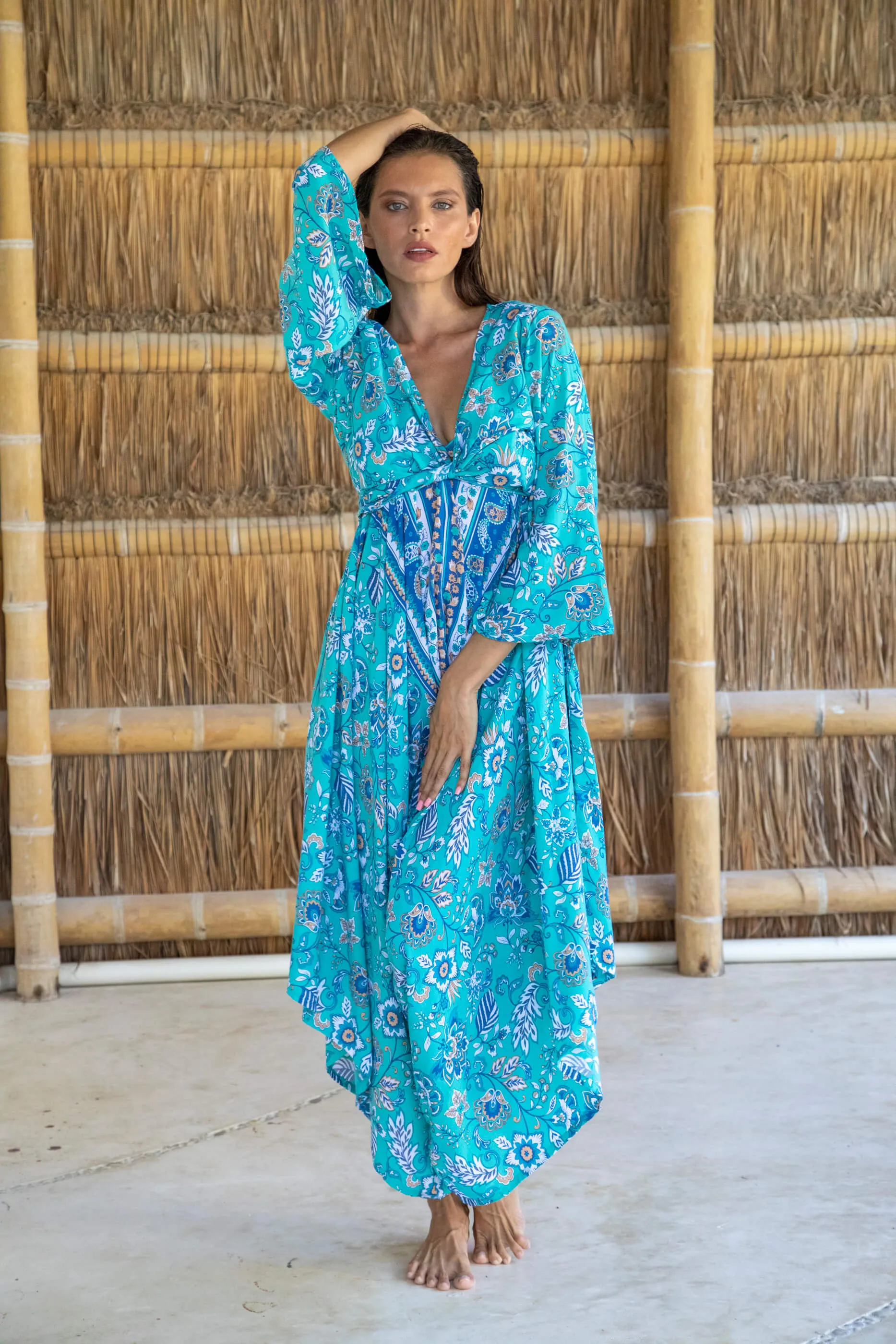 Gypsy Jumpsuit in Premium Galapagos Teal Floral