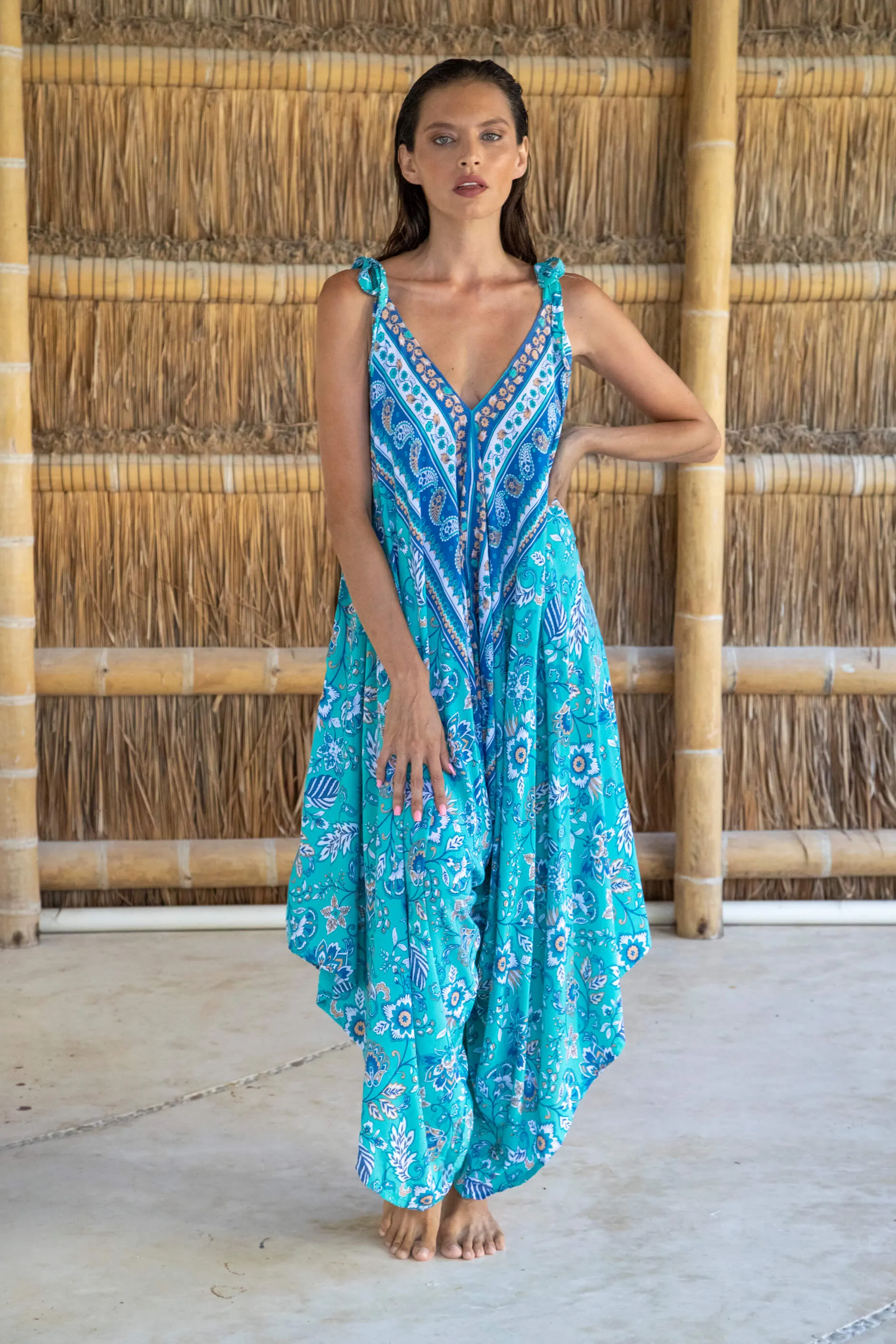 Gypsy Jumpsuit in Premium Galapagos Teal Floral