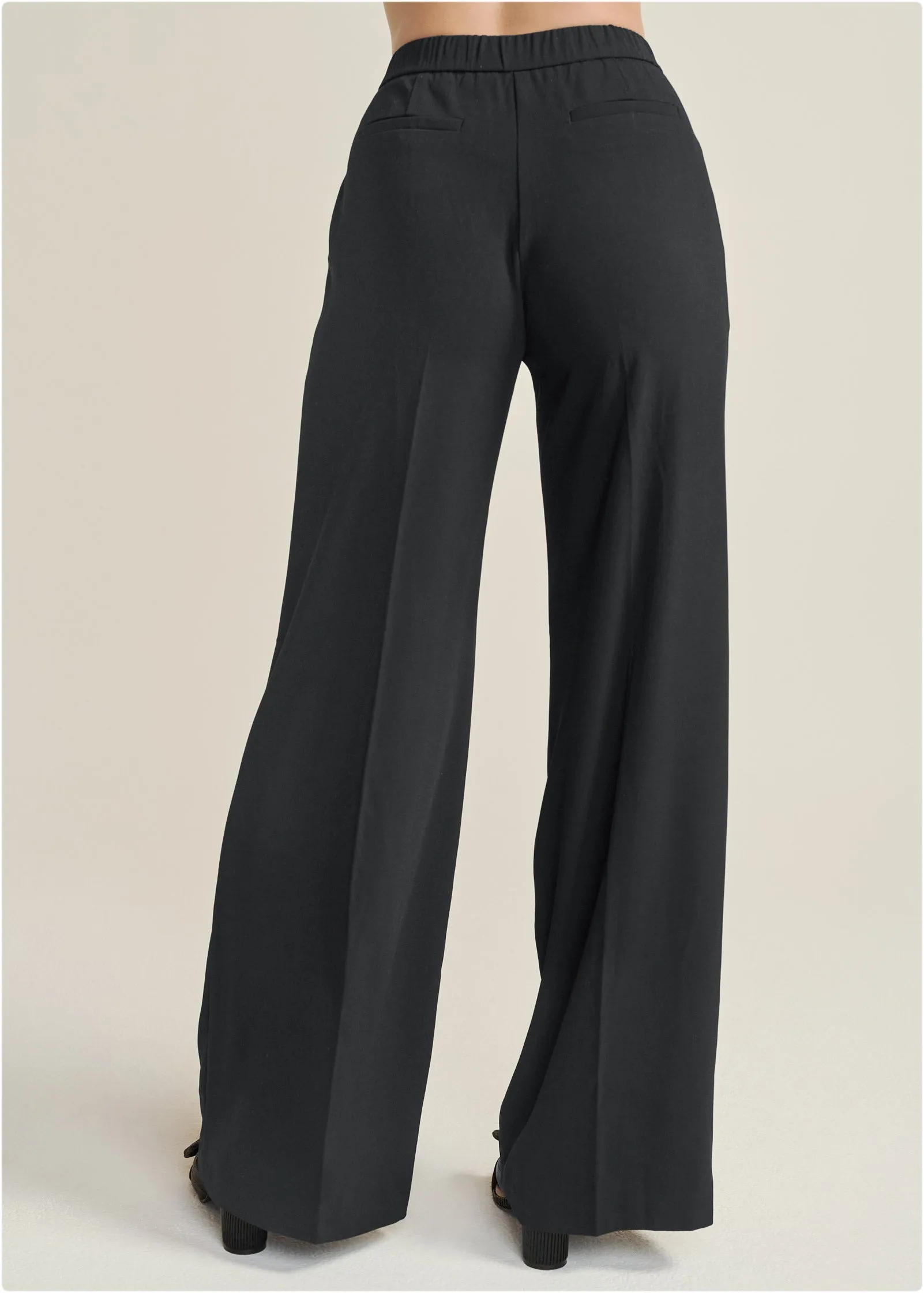 High-Rise Wide Leg Trousers - Black