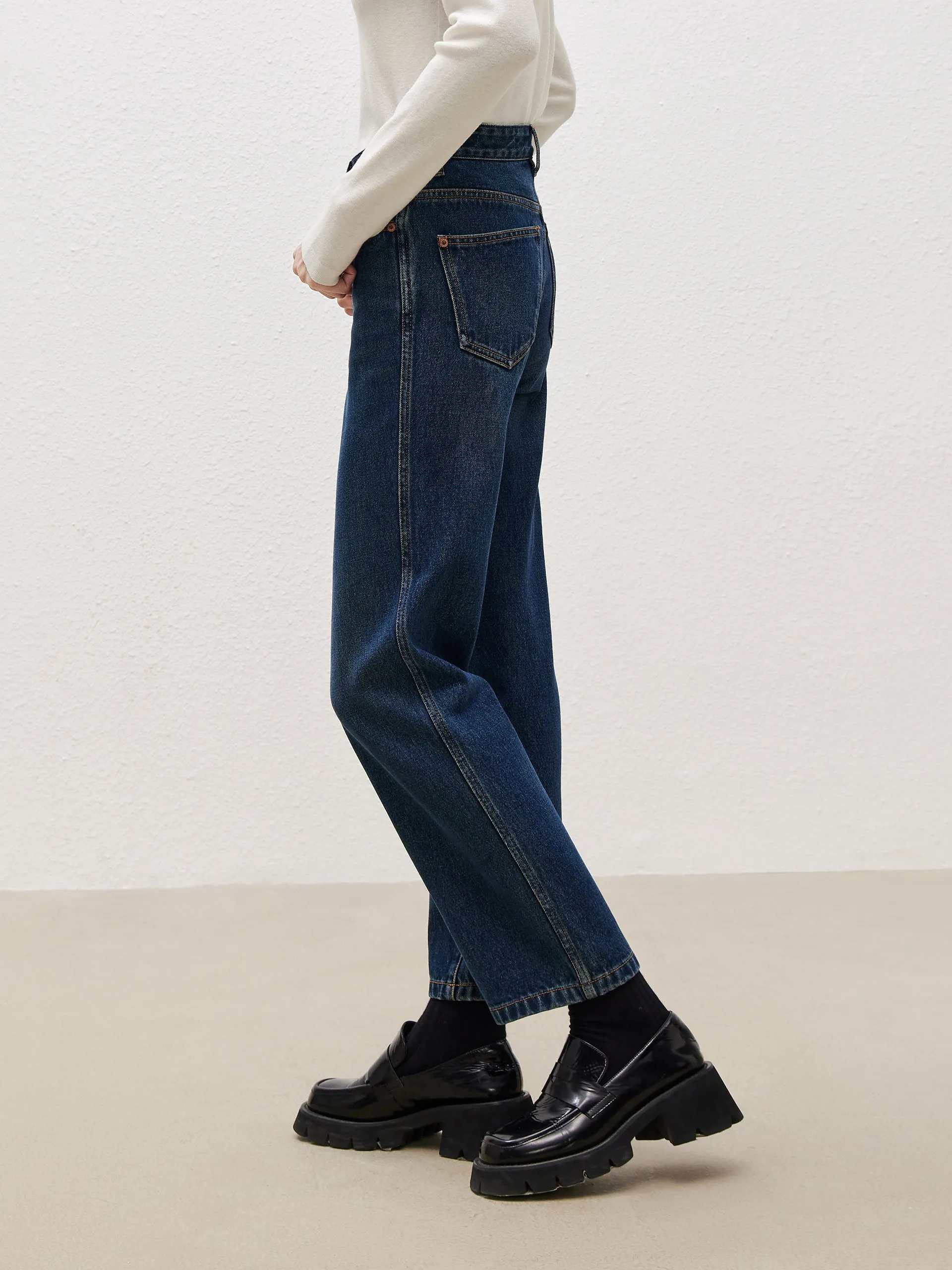 High Waist Ankle Jeans with Straight