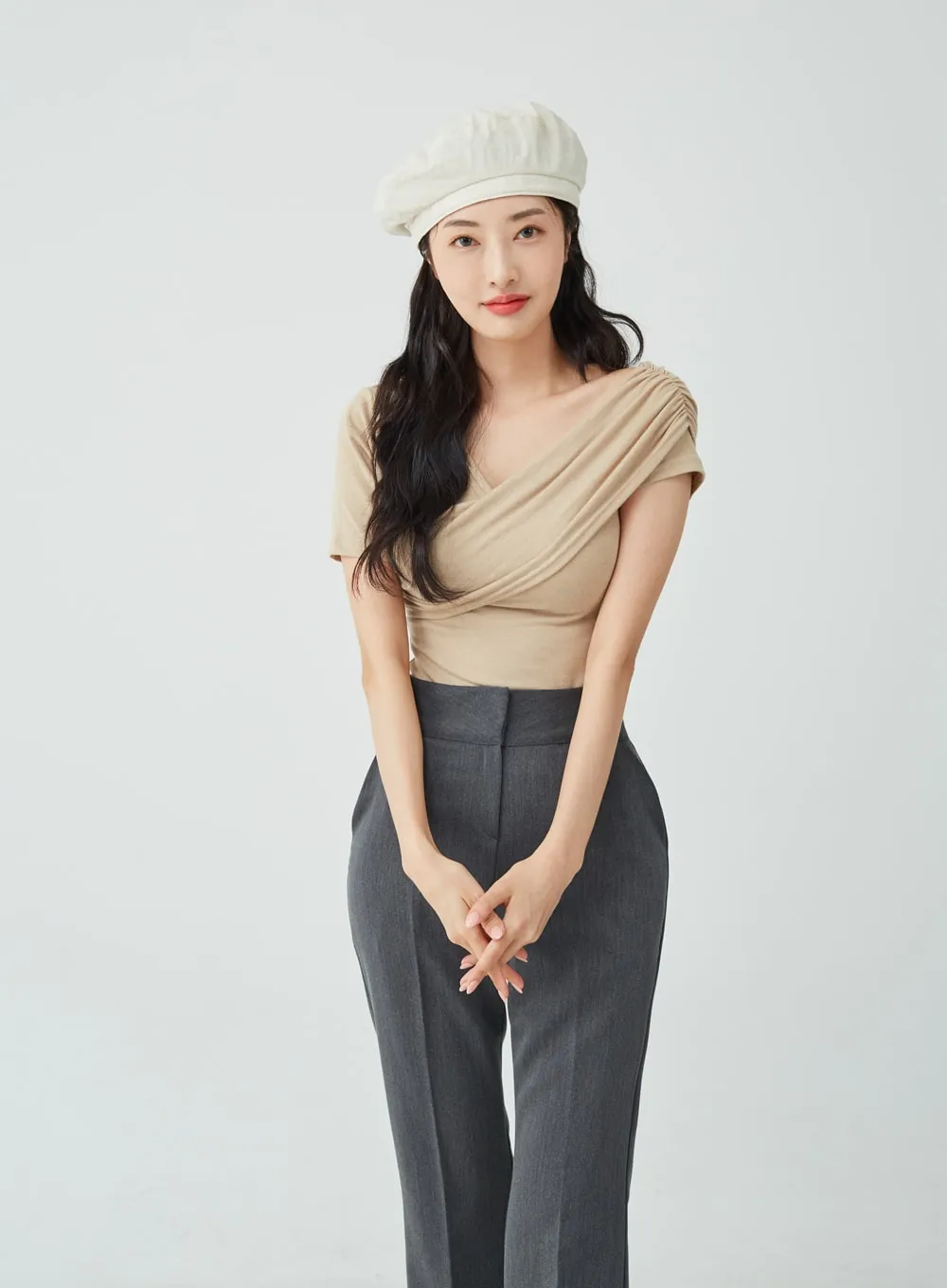 High Waist Boot Cut Slack Pants IU26