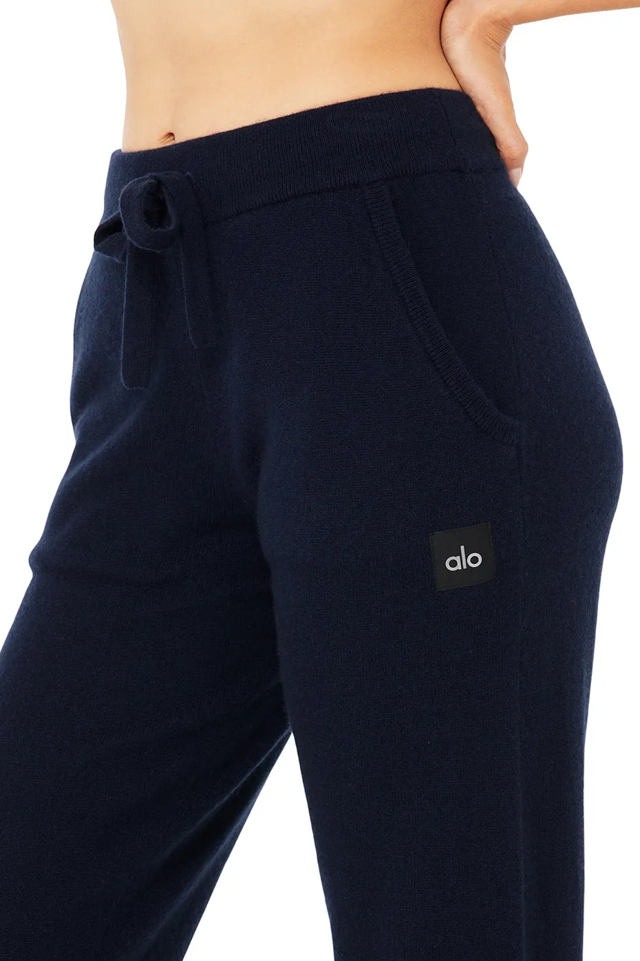 High-Waist Cashmere Jet Set Pant - Navy