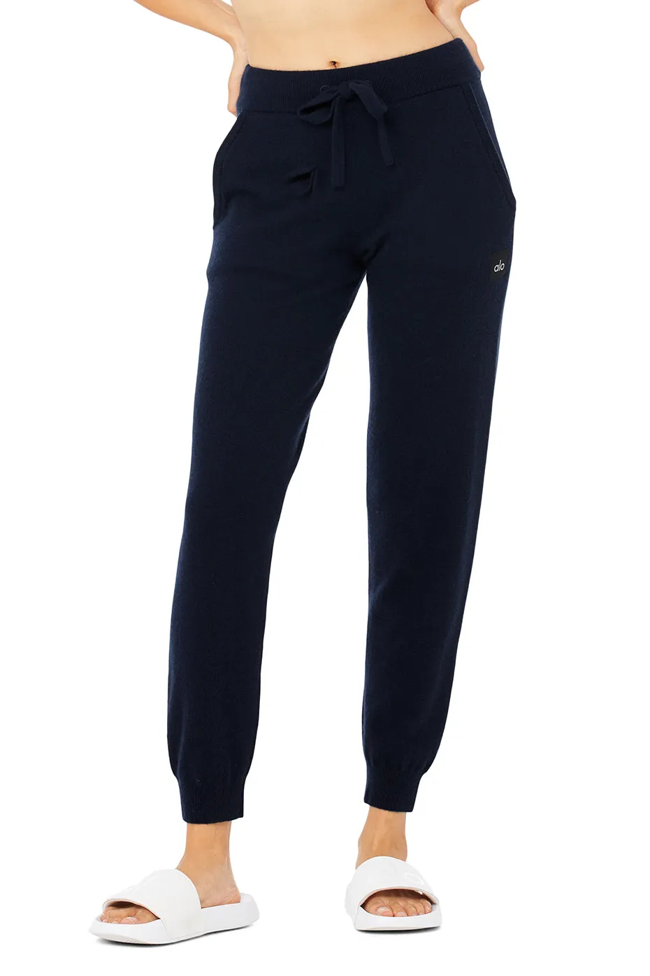 High-Waist Cashmere Jet Set Pant - Navy