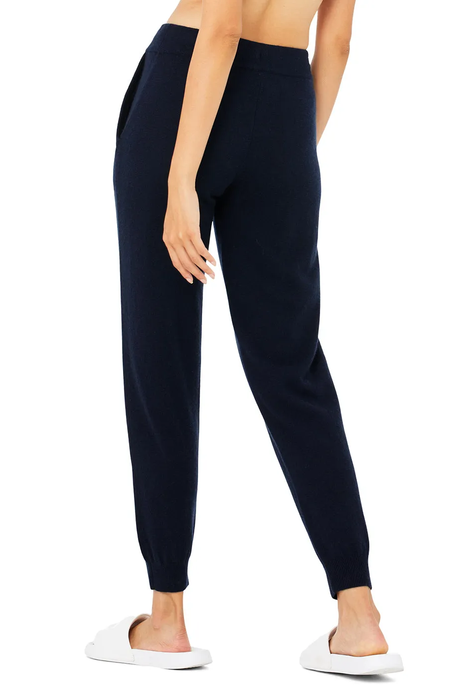 High-Waist Cashmere Jet Set Pant - Navy