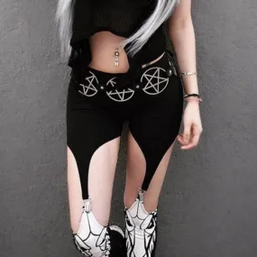 High Waist Patchwork Pentagram Print Pants