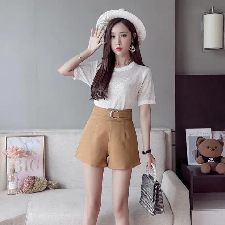 High Waist Shorts With Waistbelt