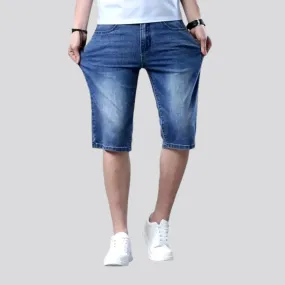 High-waist thin denim shorts
 for men