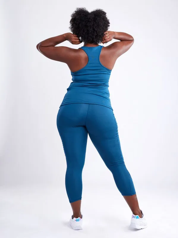 High-Waisted Workout Leggings with Mesh Panels