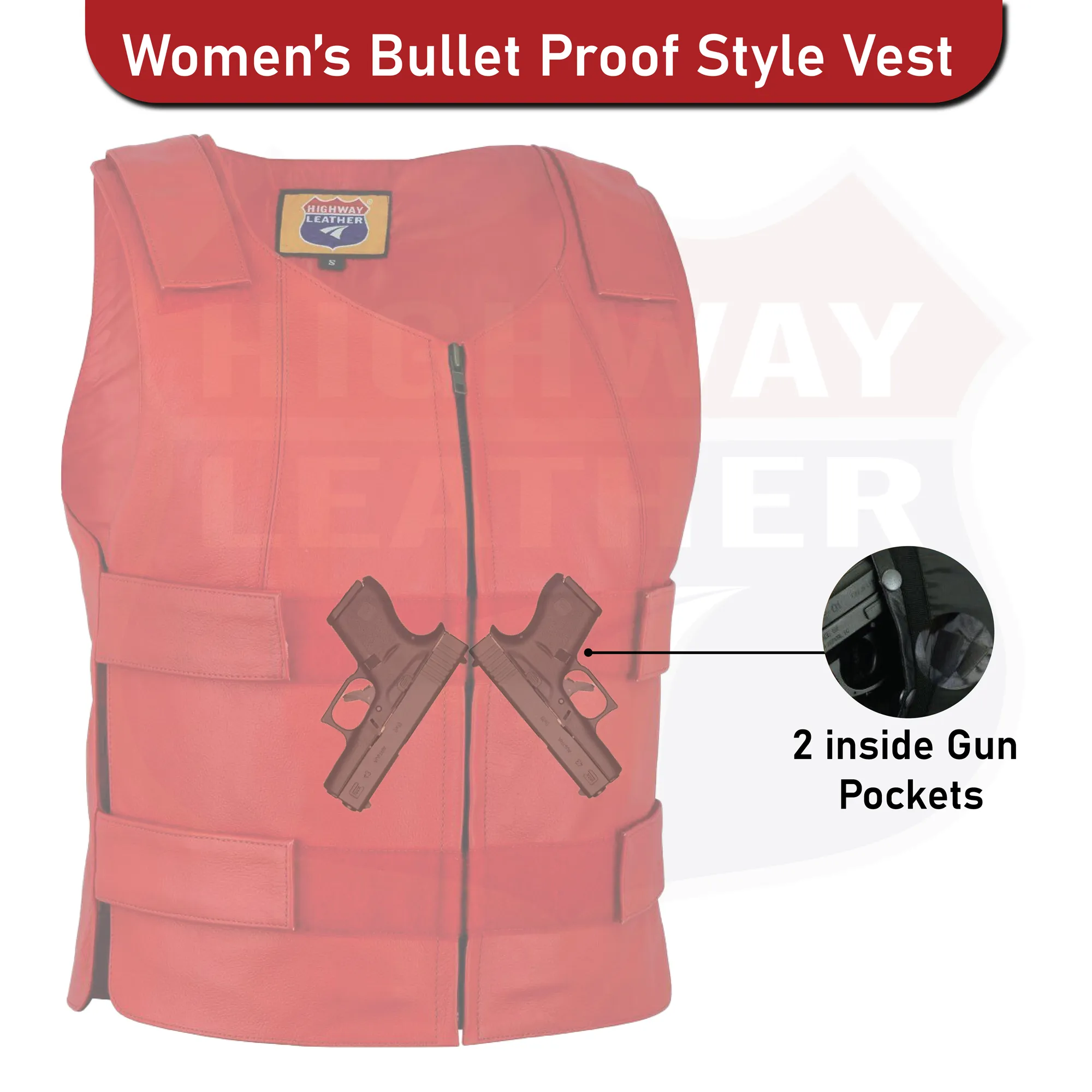 HL14945RED, Women Bulletproof Style Motorcycle Vest, Police - Swat Team,