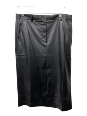 J Crew Size 12 Black PU leather Pencil Knee Length Front Slit Skirt