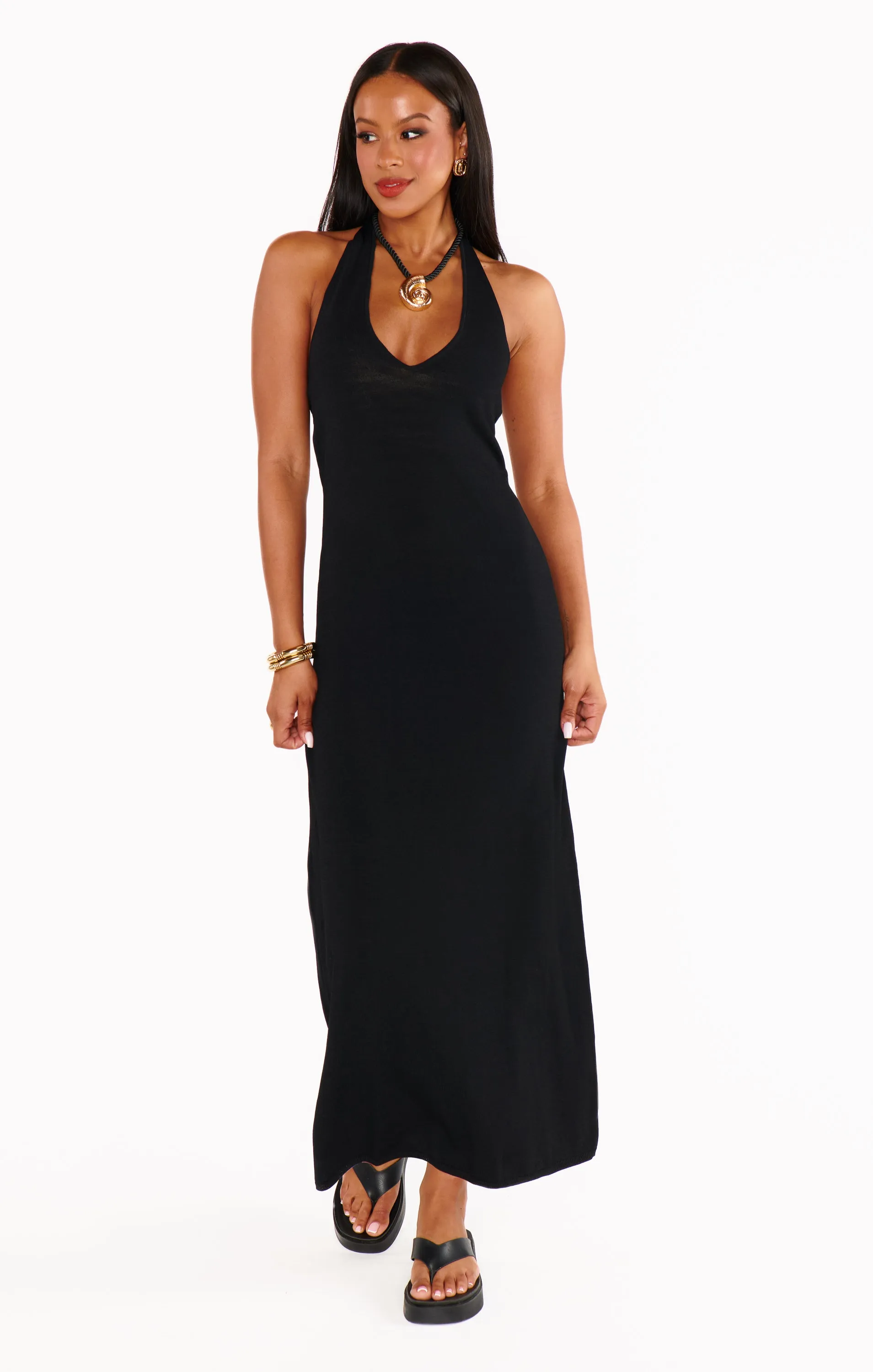 Kate Halter Dress ~ Black Knit