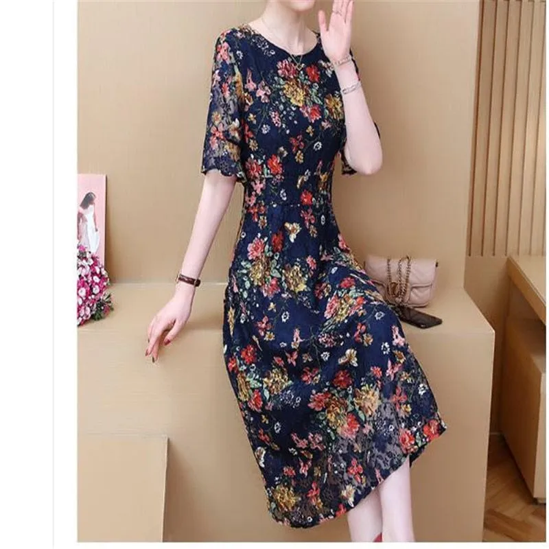 Ladies High Waist Short Sleeve Loose Dress