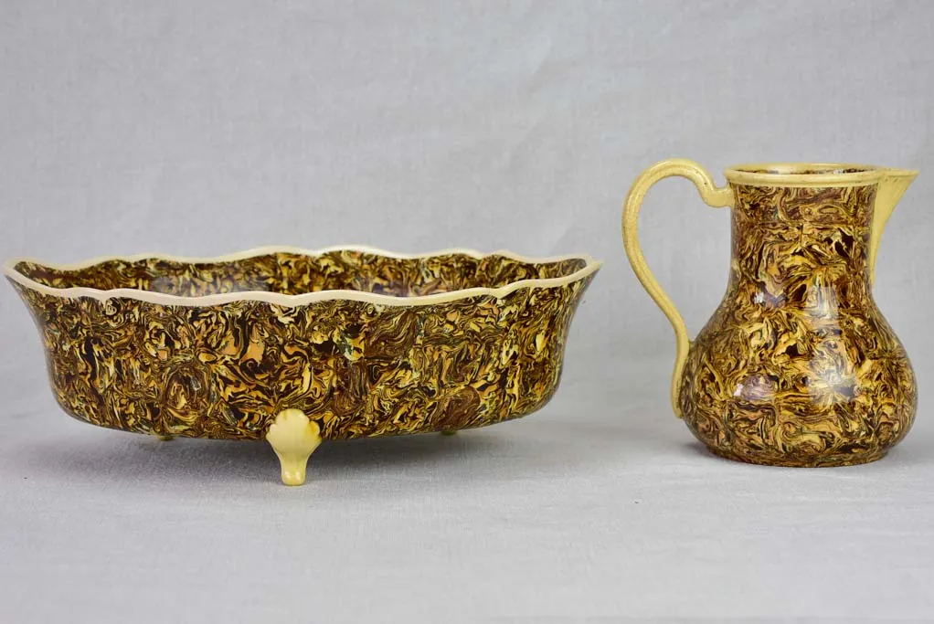 Late 18th Century Aptware pitcher and bowl nougatine brown- collector's item