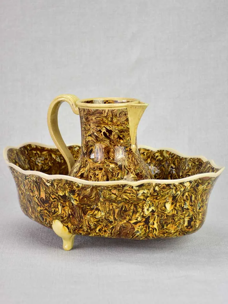 Late 18th Century Aptware pitcher and bowl nougatine brown- collector's item