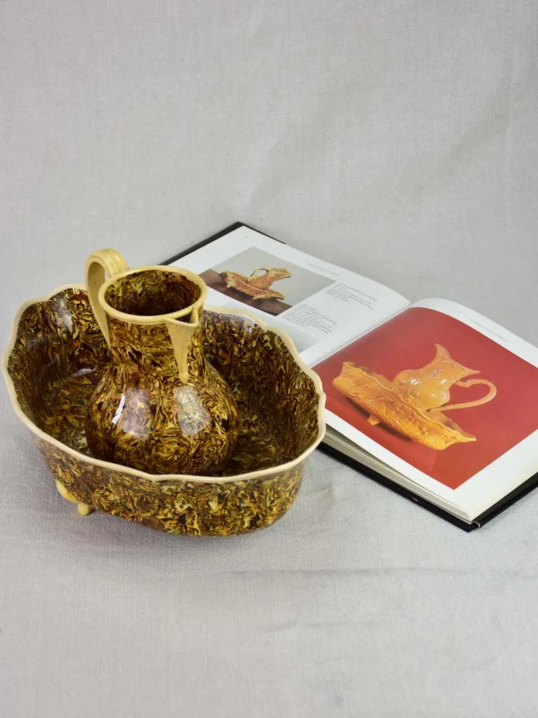 Late 18th Century Aptware pitcher and bowl nougatine brown- collector's item