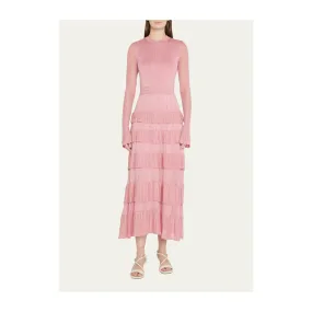 Lela Rose Tiered Ruffle Knit Midi Dress