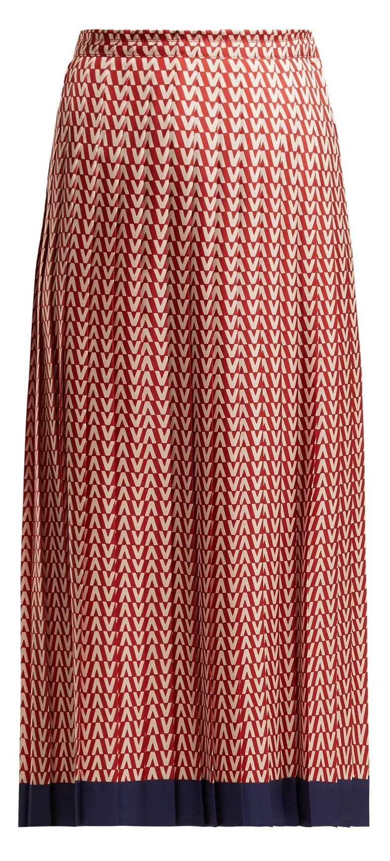 Logo Intarsia Sweater and Optical Print Pleated Midi Skirt