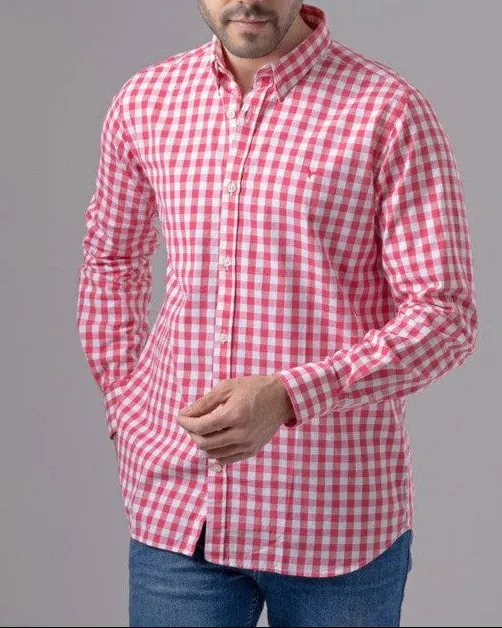 LONG SLEEVE CHECKERED SHIRT - MELON