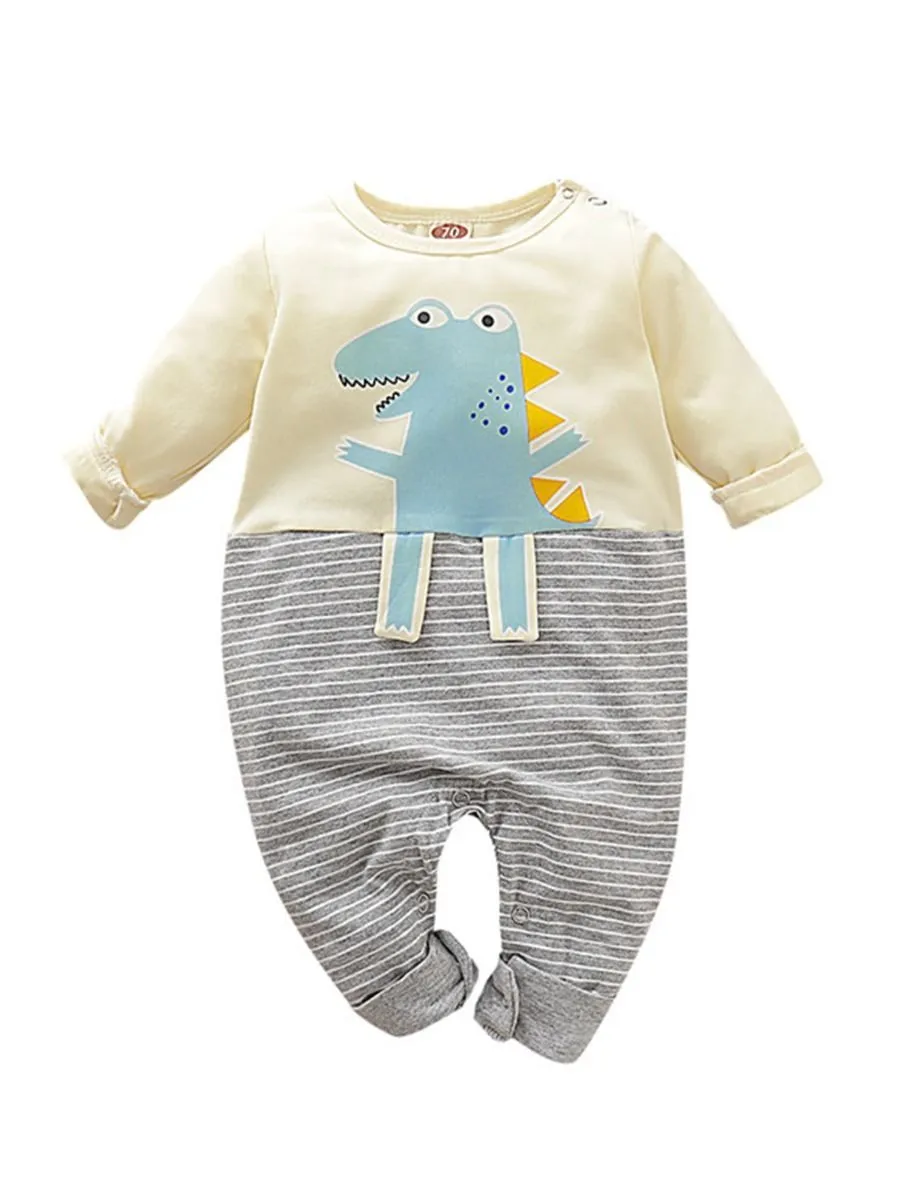 Long Sleeve Cute Dinosaur Jumpsuit