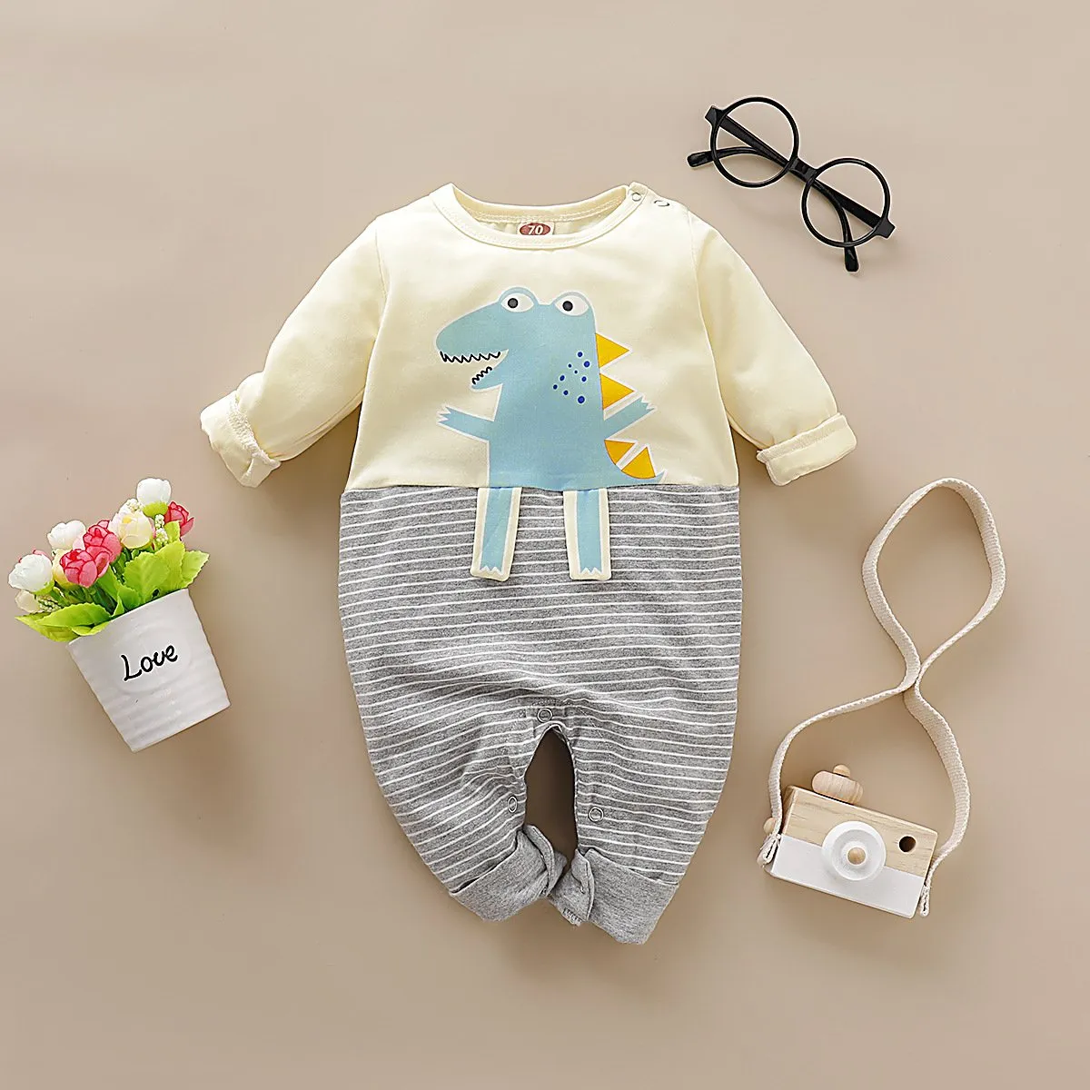 Long Sleeve Cute Dinosaur Jumpsuit