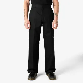 Loose Fit Double Knee Work Pants, Black