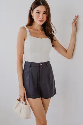 Loveline Linen High Waist Shorts (Slate)