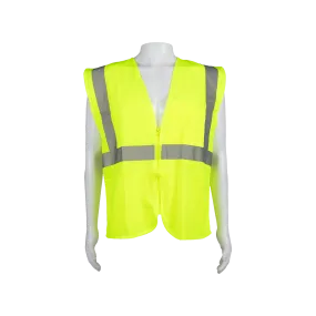 LV2-CB0 ANSI/ISEA 107-2020 CLASS 2 Lime Solid Safety Vest Zipper Closure