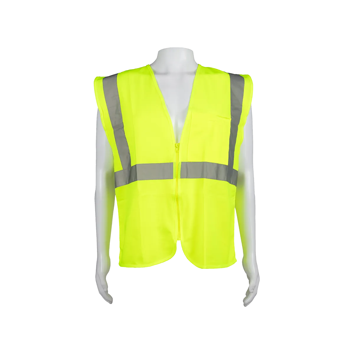 LV2-CB0 ANSI/ISEA 107-2020 CLASS 2 Lime Solid Safety Vest Zipper Closure