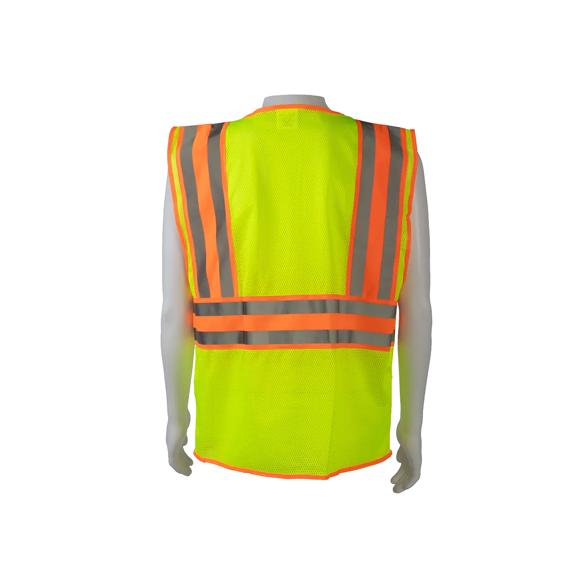 LVM2-CB2 ANSI Class 2 Deluxe Two Tone DOT  Safety Vest , Lime Mesh Orange Contrast