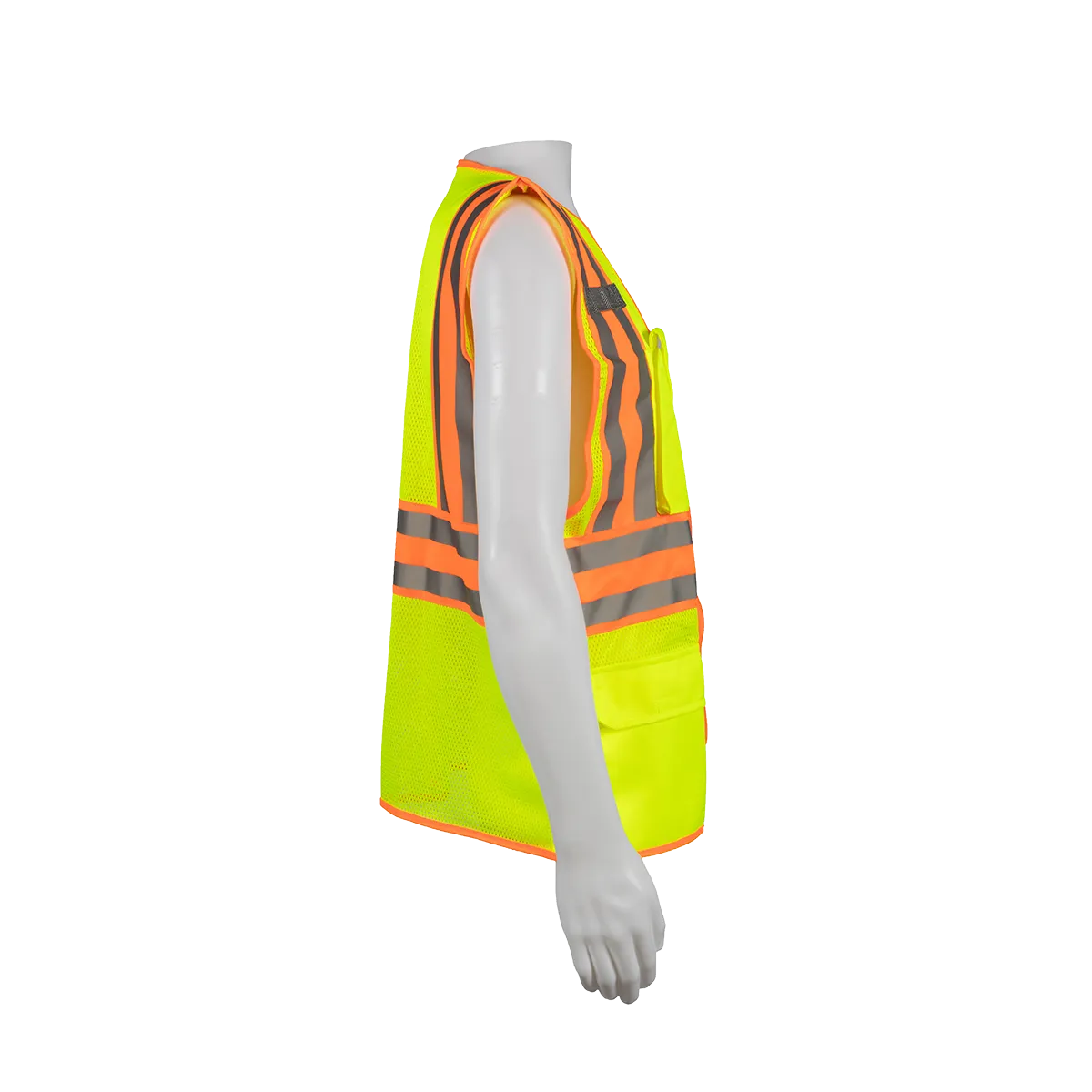 LVM2-CB2 ANSI Class 2 Deluxe Two Tone DOT  Safety Vest , Lime Mesh Orange Contrast