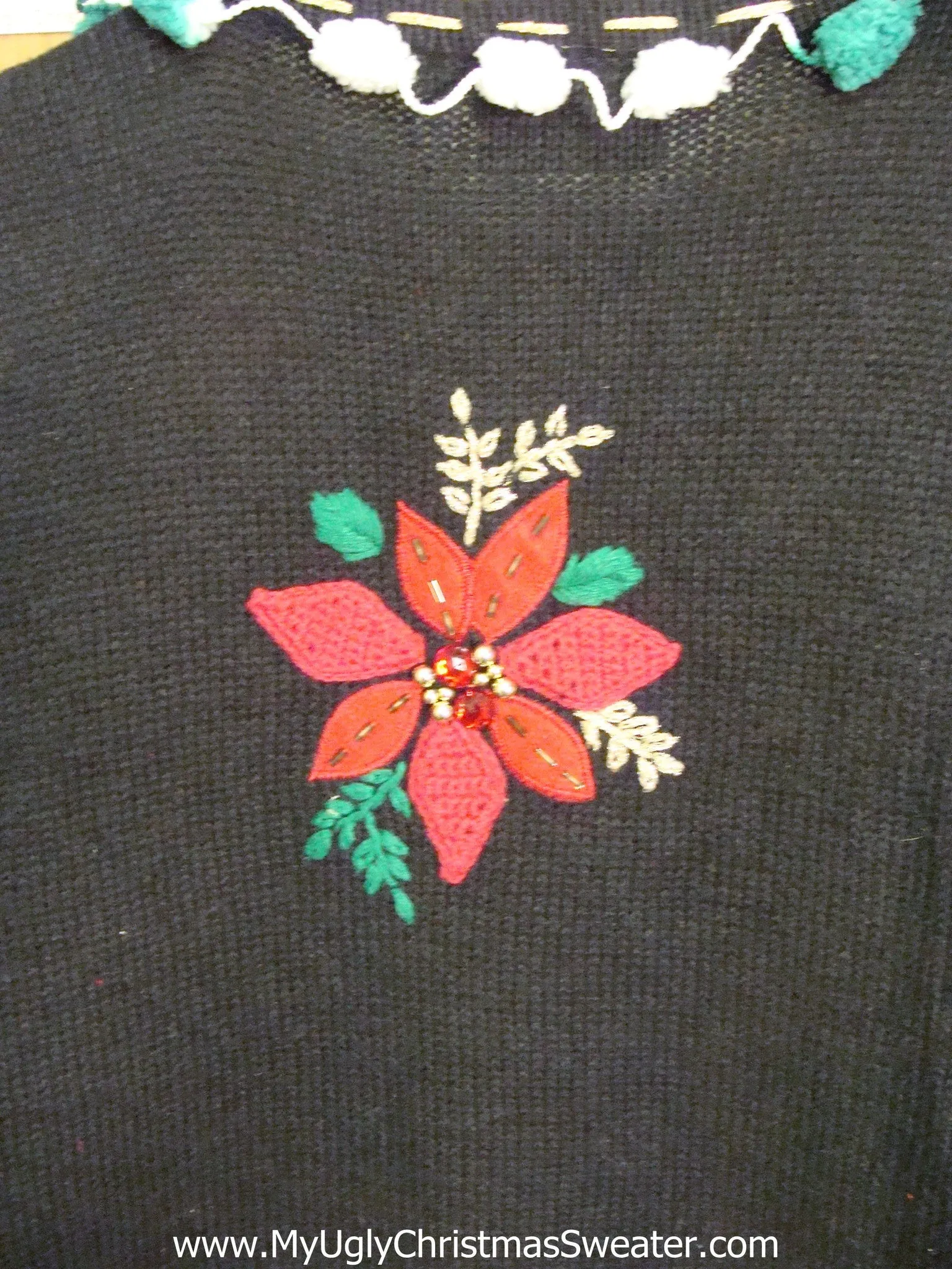 Massive Red Poinsettias Horrible Ugly Christmas Sweater Vest