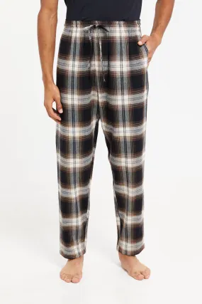 Men Black Checkered Pyjama Bottom