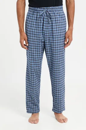 Men Blue Checkered Pyjama Bottom