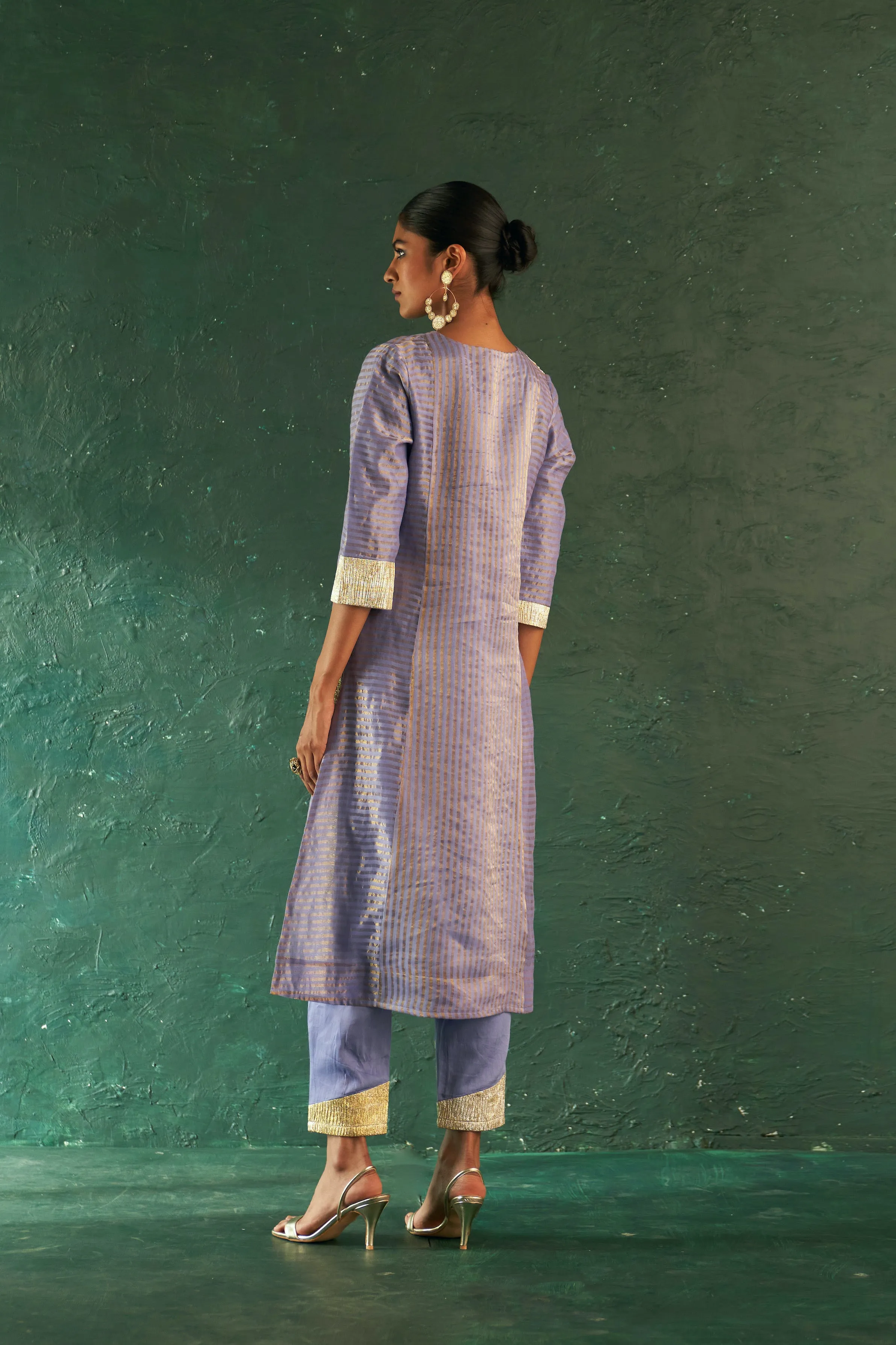 Midas Lavender Stripes Kurta - set of 3