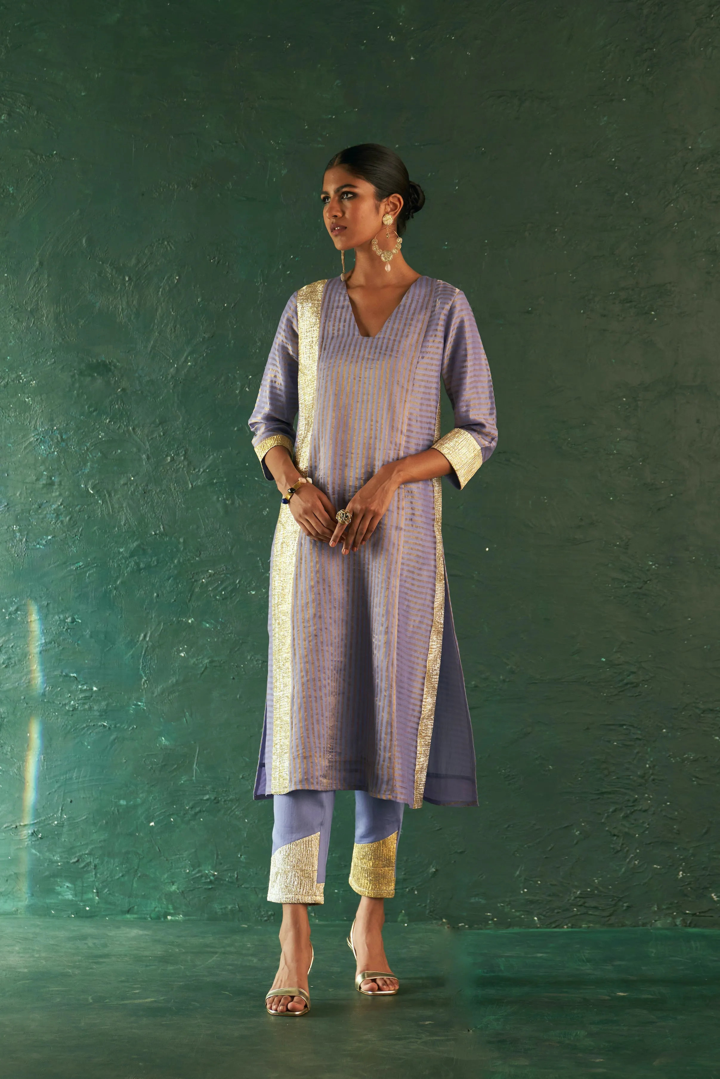 Midas Lavender Stripes Kurta - set of 3