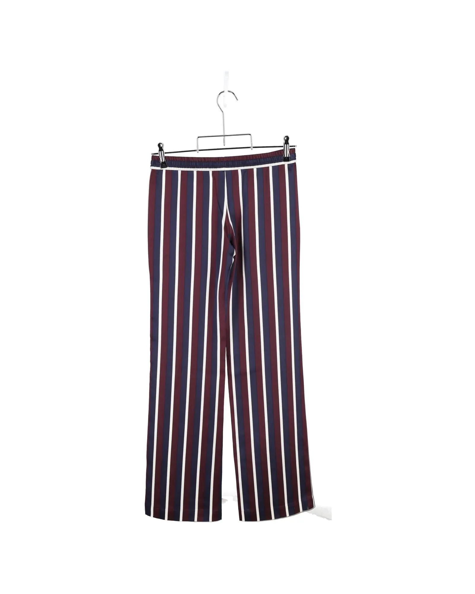 Multicolor Striped Silk Wide-Leg Pants