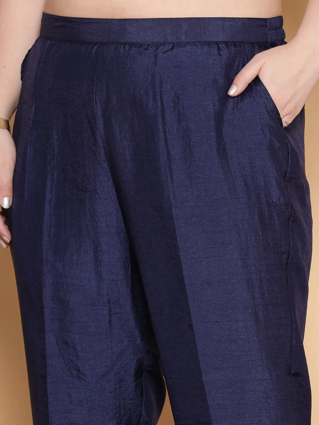 Navy Silk Pants