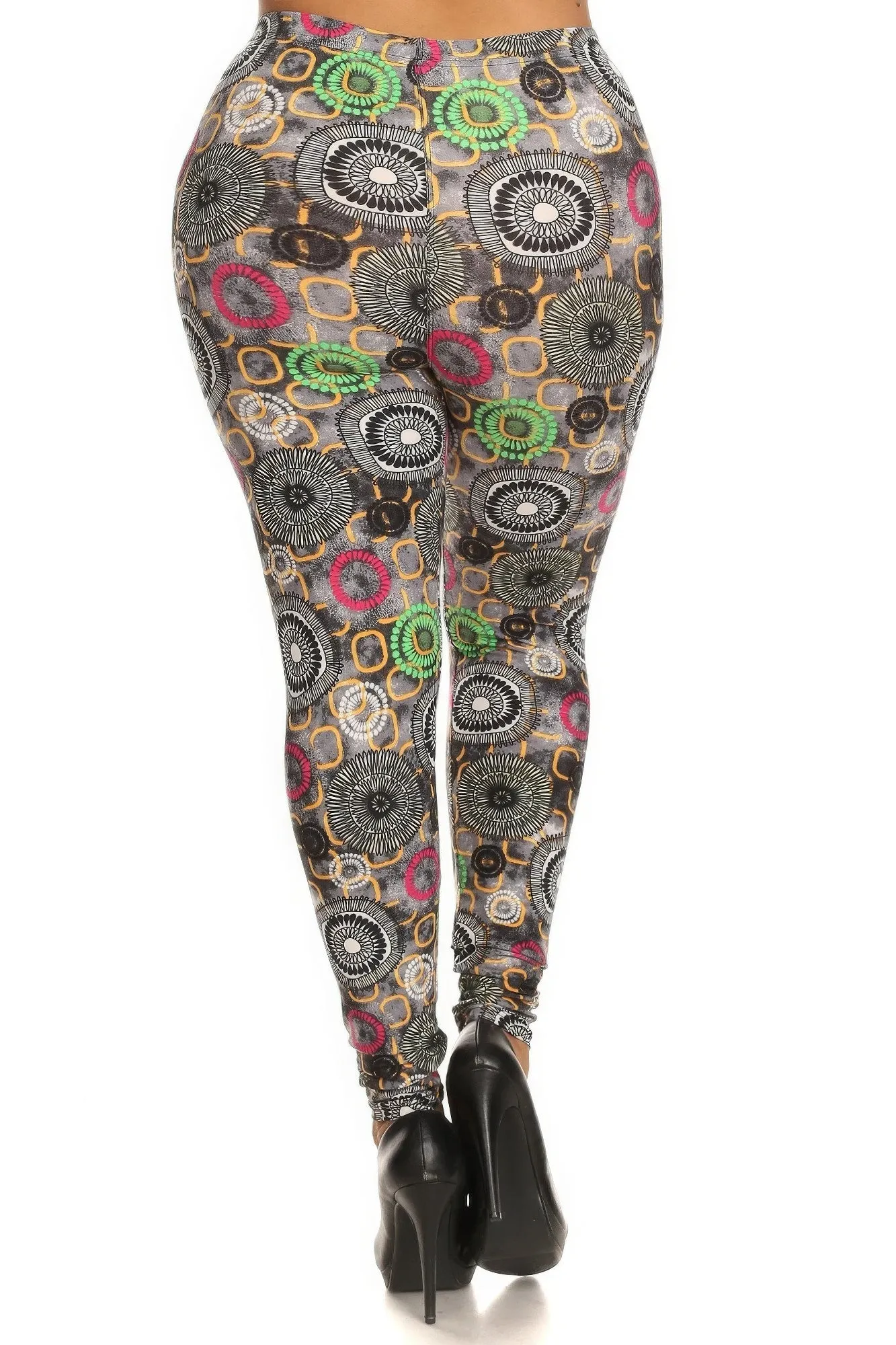 NicholesGifts Plus Size Women Abstract Print, Full Length Leggings In A Slim Fitting Style With A Banded High Waist