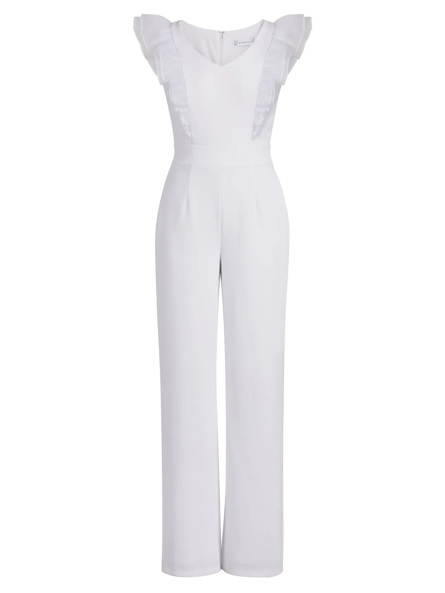 Organza Ruffle-Sleeve Jumpsuit