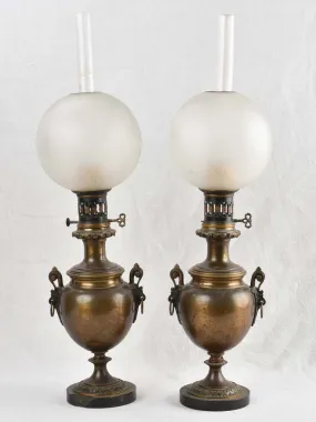 Pair of Napoleon III oil lamps 28¼"