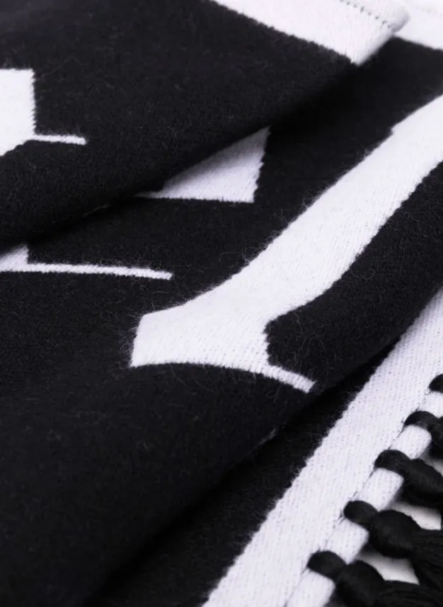 PALM ANGELS - fringed logo scarf