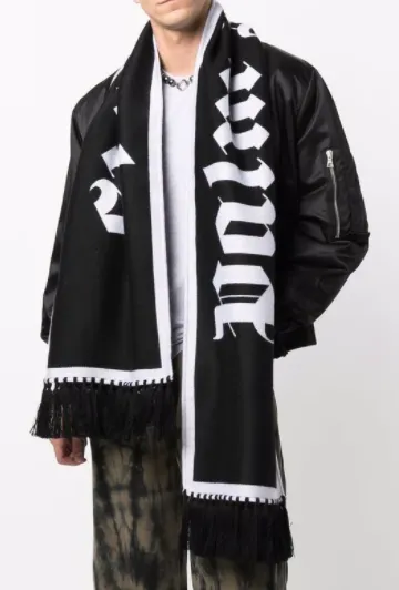 PALM ANGELS - fringed logo scarf