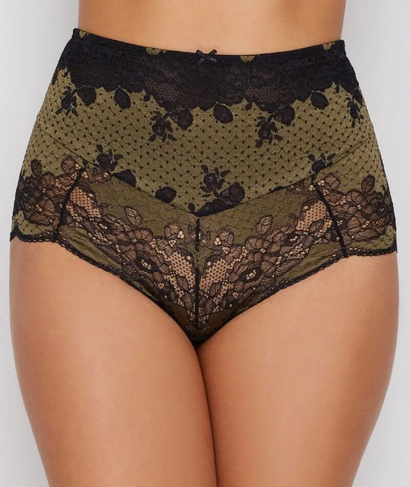 Panache Clara High Waist Brief - Olive/Black