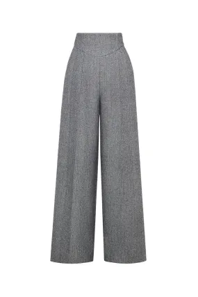 Platine Straight High Waist Tweed Floor Length Pants