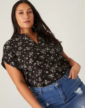 Plus Size Woven Floral Blouse