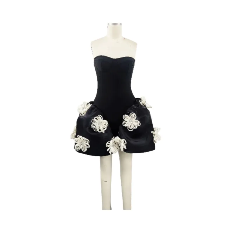 Pre Order: Elegant Strapless Flower Bud Dress