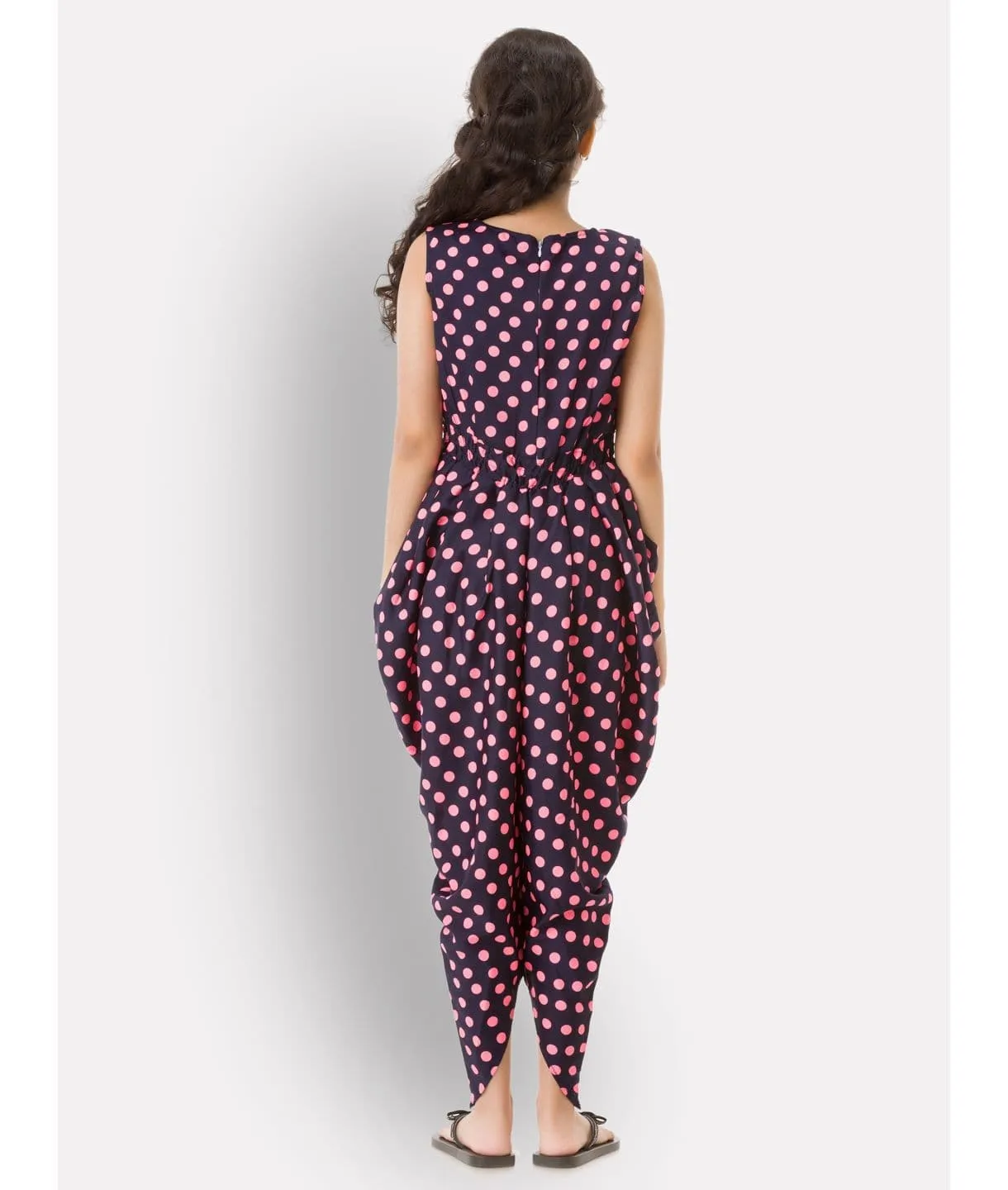 Printed Elasticated Dhoti Jumpsuit for Girls